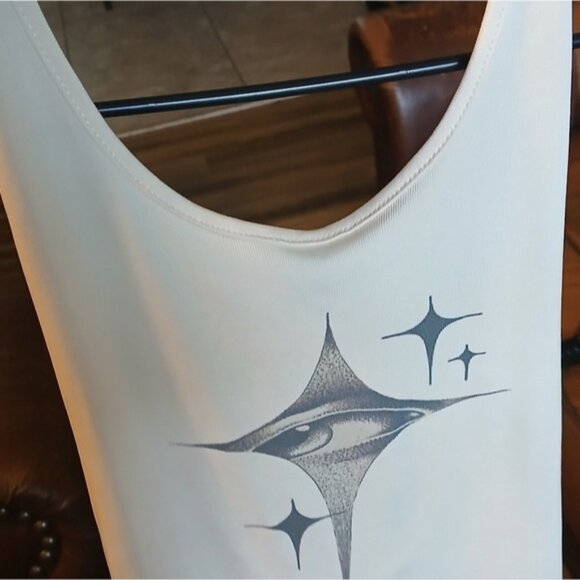 White Cream Color  Graphic Tank Top - Picture 7 of 7